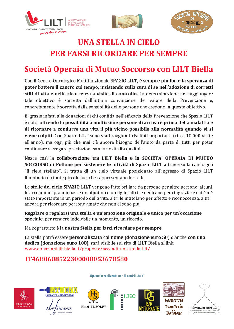 Convenzione riservata ai soci SOMS Pollone 20
